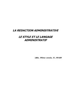 La Redaction Administrative - Le Style et le Langage Administratif - Pagina 1