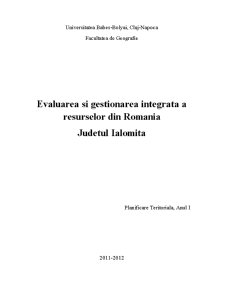 Evaluarea și gestionarea integrată a resurselor din România, Județul Ialomița - Pagina 1