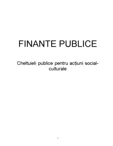 Cheltuieli publice pentru acțiuni social - culturale - Pagina 1