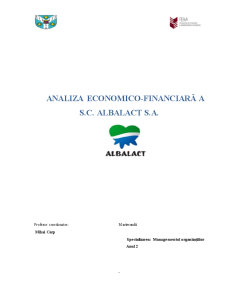 Analiza economico-financiară a SC Albalact SA - Pagina 1