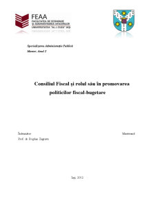 Consiliul Fiscal și Rolul Său în Promovarea Politicilor fiscal-bugetare - Pagina 1