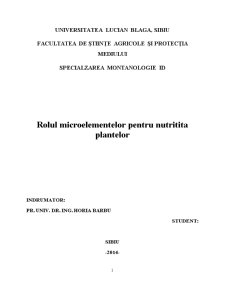 Rolul microelementelor în nutriția plantelor - Pagina 1