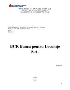 BCR Banca pentru Locuinte SA - Pagina 1