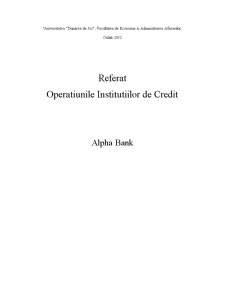 Operațiunile instituțiilor de credit - Alpha Bank - Pagina 1