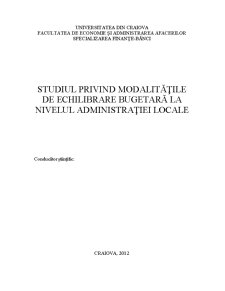 Studiul privind modalitățile de echilibrare bugetare la nivelul administrației publice - Pagina 1