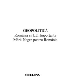 Geopolitică - România și UE - importanța Mării Negre pentru România - Pagina 1