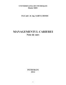 Managementu Carierei - Pagina 1