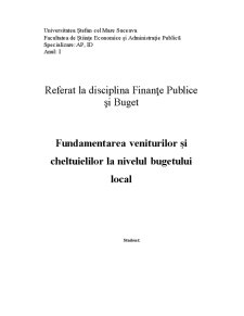 Fundamentarea Veniturilor și Cheltuielilor la Nivelul Bugetului Local - Pagina 1