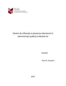 Factori de Influență ai Procesului Decizional în Administrația Publică și Efectele Lor - Pagina 1