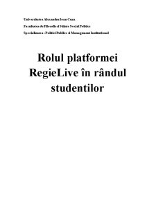 Rolul Platformei Regielive în Rândul Studentilor - Pagina 1