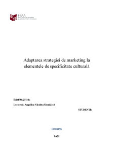 Adaptarea Strategiei de Marketing la Elementele de Specificitate Culturală - Pagina 1