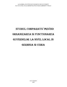 Studiul comparativ privind organizarea și funcționarea guvernelor la nivel local în Germania și Cehia - Pagina 1