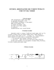 Studiul Rezonanței de Curent într-un Circuit RLC Serie - Pagina 1