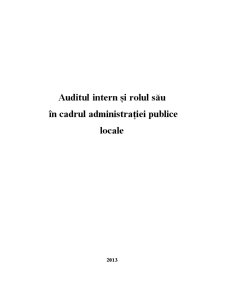 Auditul Intern și Rolul Său în Cadrul Administrației Publice Locale - Pagina 1