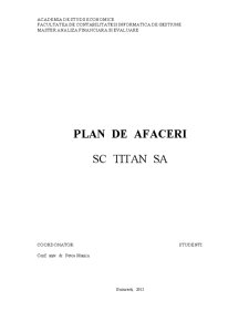 Plan de Afaceri SC Titan SA - Pagina 1