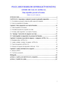 Piața asigurărilor generale în România - studiu de caz SC Astra SA - Pagina 1