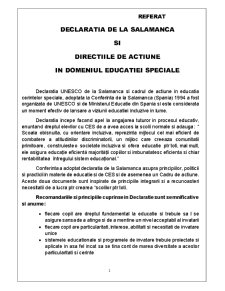 Declarația de la Salamanca și direcțiile de acțiune în domeniul educației speciale - Pagina 1