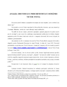 Analiza Discursului prim-ministrului României Victor Ponta - Pagina 1