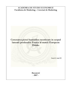 Cercetarea pieței băuturilor răcoritoare în scopul lansării produsului Fruttia al mărcii European Drinks - Pagina 1
