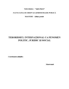 Terorismul internațional ca fenomen politic, juridic și social - Pagina 1
