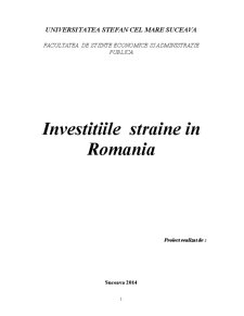 Investițiile străine în România - Pagina 1