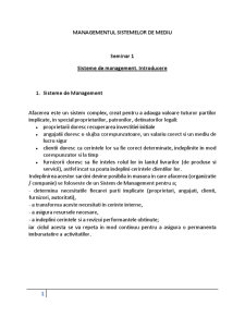 Managementul Sistemelor de Mediu - Pagina 1