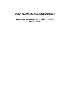 Proiectarea unui amplificator de radiofrecvență în cascadă - Pagina 1