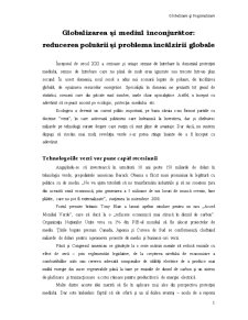 Globalizarea și mediul înconjurător - reducerea poluării și problema încălzirii globale - Pagina 1