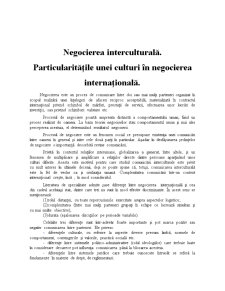 Negocierea interculturală - particularitățile unei culturi în negocierea internațională - Pagina 1