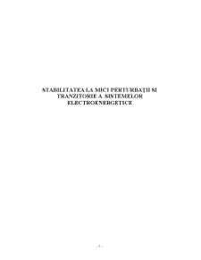 Stabilitatea la Mici Perturbații și Tranzitorie a Sistemelor Electroenergetice - Pagina 1
