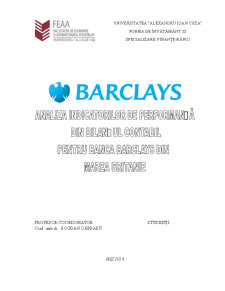 Analiza indicatorilor de performanță din bilanțul contabil pentru Banca Barclays din Marea Britanie - Pagina 1