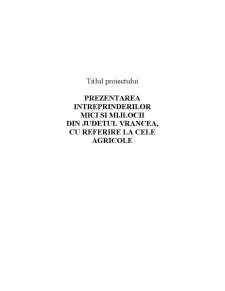 Prezentarea întreprinderilor mici și mijlocii din Județul Vrancea, cu referire la cele agricole - Pagina 1