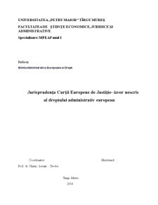 Jurisprudența Curții Europene de Justiție - izvor nescris al dreptului administrativ european - Pagina 1