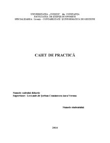 Caiet de practică - contabilitate și informatică de gestiune - Pagina 1