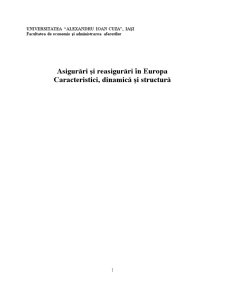 Asigurări și reasigurări în Europa - caracteristici, dinamică și structură - Pagina 1