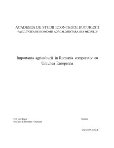 Rolul agriculturii în România comparativ cu Uniunea Europeană - Pagina 1