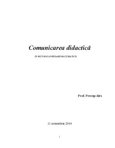 Comunicarea Didactică în Metodica Predarii Matematicii - Pagina 1