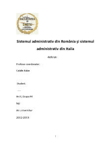 Sistemul Administrativ din România și Sistemul Administrativ din Italia - Pagina 1