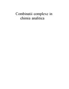 Combinații complexe în chimia analitică - Pagina 1