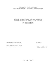 Rolul Diferențelor Culturale în Negocieri - Pagina 1