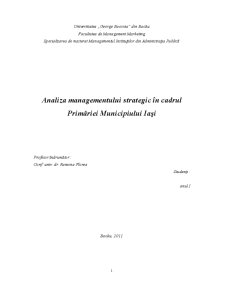 Analiza Managementului Strategic în Cadrul Primăriei Municipiului Iași - Pagina 1