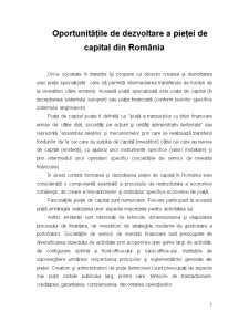 Oportunitățile de Dezvoltare a Pieței de Capital din România - Pagina 1