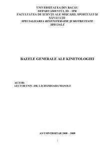 Bazele Generale ale Kinetologiei - Pagina 1