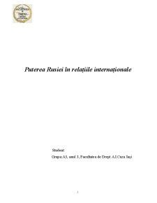Puterea Rusiei în Relațiile Internaționale - Pagina 1