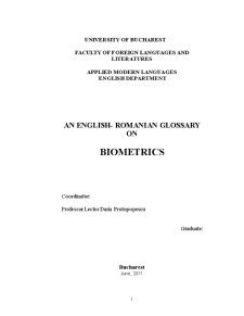 English-Romanian Glossary on Biometrics - Pagina 1