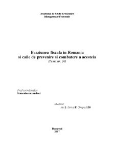 Evaziunea fiscală în România și căile de prevenire și combatere a acesteia - Pagina 1