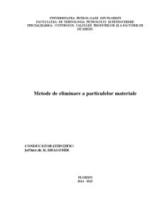 Metode de Eliminare a Particulelor Materiale - Pagina 1