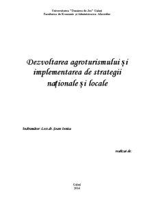 Dezvoltarea Agroturismului și Implementarea de Strategii Naționale și Locale - Pagina 1
