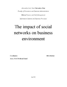 The Impact of Social Networks On Business Environment - Pagina 1
