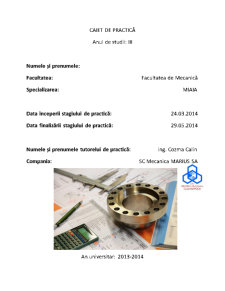 Caiet de practică SC Mecanica Marius SA - Pagina 1